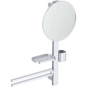 Ideal Standard ALU+ - Огледало с държач за кърпи, рафт и чаша за четки и паста, сребристо BD588SI (BD588SI)