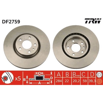 Brzdový kotúč TRW DF2759