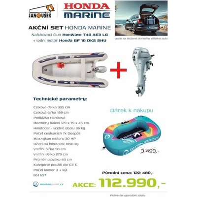 Honda Marine HonWave T 40 AE3 LG + lodní motor BF 10 DK2 SHU – Zbozi.Blesk.cz