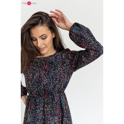 Těhotenské kojící šaty dl.rukáv Lovely Dress Navy
