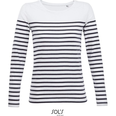 SOL's Collection Tričko Matelot LSL Women pruhované dlouhý rukáv dámské Bílá navy