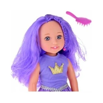 LEAN Toys Doll in a Dress with a Crown Long Hair Purple Brush 38cm