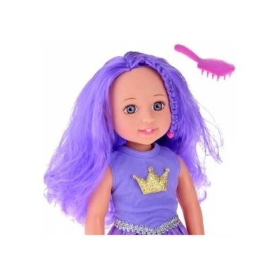 LEAN Toys Doll in a Dress with a Crown Long Hair Purple Brush 38cm