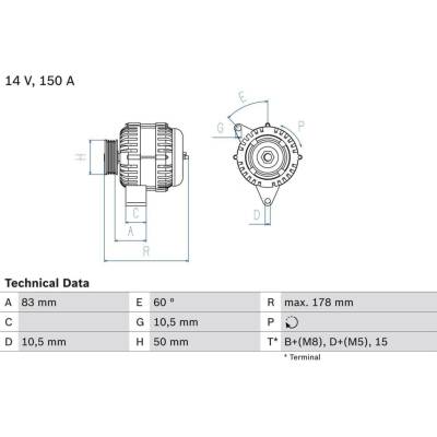 Generátor BOSCH 0 986 041 550 (0986041550)