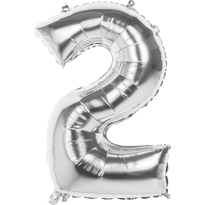 balónek číslo 2 stříbrný 40 cm
