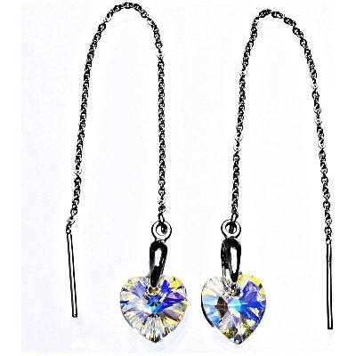 Čištín řetízkové protahovací se Swarovski AB krystalem srdce NŘ 1313