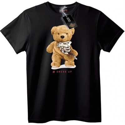 NOONEBRAND Тениска Мечешки Скелет - XS, Black