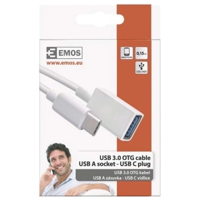 Emos datový OTG kabel USB-A 3.0 / USB-C 3.0 s funkcí redukce, 15 cm