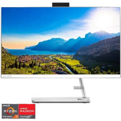 All in One компютър Lenovo IdeaCentre AIO 3 24ALC6 (F0G1013URI), осемядрен AMD Ryzen 7 7730U 2.0/4.5GHz, 23.8" (60.45cm) Full HD IPS Anti-Glare дисплей, (HDMI), 16GB DDR4, 512GB SSD NVMe, 2x USB 3.2 Gen 1, No OS (F0G1013URI)