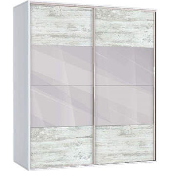 Bogdan Furniture G Двукрилен гардероб с плъзгащи врати Мебели Богдан Модел bm-ava 51, кристал с бяло