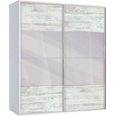 Bogdan Furniture G Двукрилен гардероб с плъзгащи врати Мебели Богдан Модел bm-ava 51, кристал с бяло