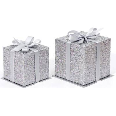 ZET servis Dárková krabička Glitter Cube, 11,5 x 11,5 x 10,5 cm, holo stříbrná