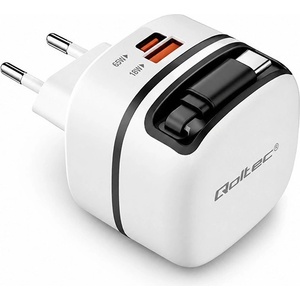 Qoltec Зарядно устройство Qoltec 51784 GaN 65W USB-C PD PPS White (51784)