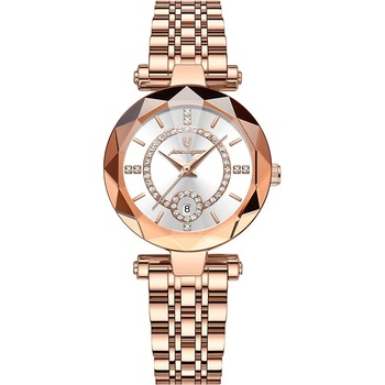 Poedagar Дамски часовник Poedagar CS1496, неръждаема стомана, розово злато, бял циферблат (CS1496)