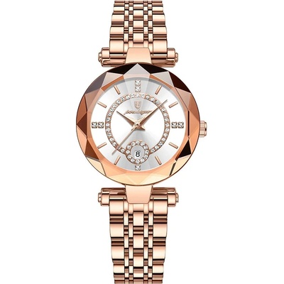 Poedagar Дамски часовник Poedagar CS1496, неръждаема стомана, розово злато, бял циферблат (CS1496)