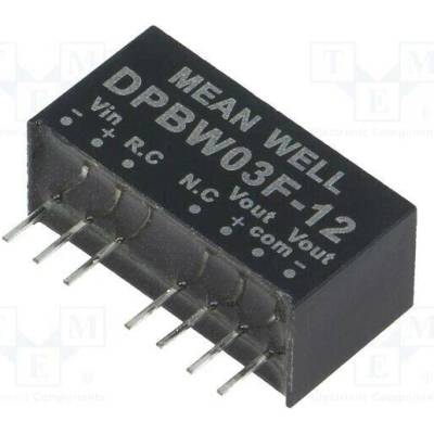 MEAN WELL DPBW03F-12 Měnič: DC/DC; 3W; Uvst: 9÷36VDC; Uvýst: 12VDC; Uvýst2: -12VDC; SIP8