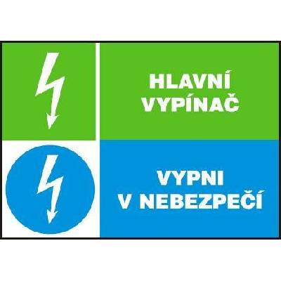 Hlavní vypínač - vypni v nebezpečí, samolepka A6