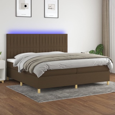 vidaXL 11461.3135624 Boxspring postel s matrací a LED tmavě hnědá textil