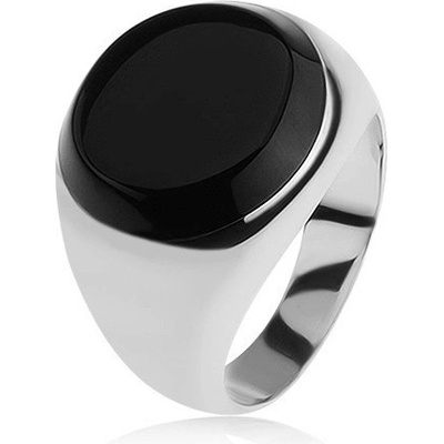 Šperky eshop prsten s černým glazovaným kruhem lesklá ramena stříbro 925 S83.04