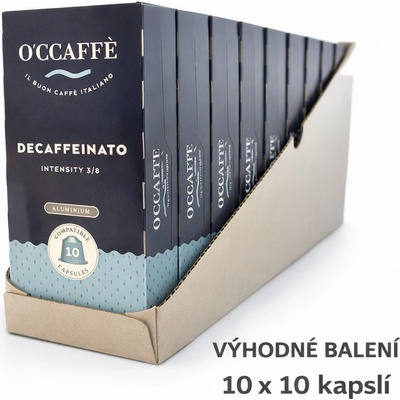 O'CCAFFÉ Kapsle pro Nespresso bezkofeinové hliník 100 ks