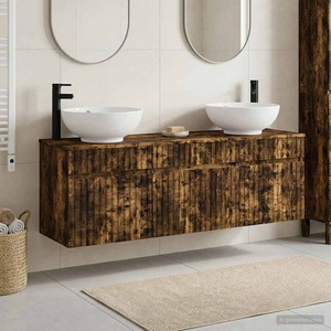 vidaXL Комплект шкафове за баня 3 бр. Опушен дъб 49 x 44, 5 x 66, 5 см (3405762)
