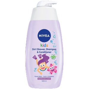 Nivea Детски 3 в 1 душ гел, шампоан и балсам Sparkle Berry, 500 ml (2194471)