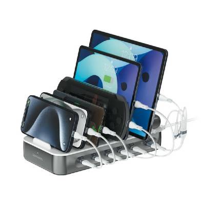 Зарядно устройство 4smarts 541277, от контакт към 5x USB C(ж), 1x USB A(ж), 12V/1.67A, сиво, 20W (4SMARTS-541277)