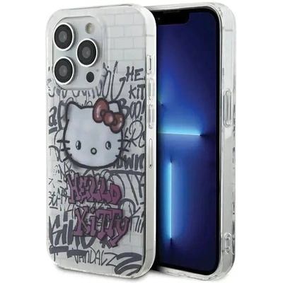 Hello Kitty Кейс Hello Kitty IML Kitty On Bricks Graffiti за iPhone 13 Pro Max, бял (Hel000017-0)