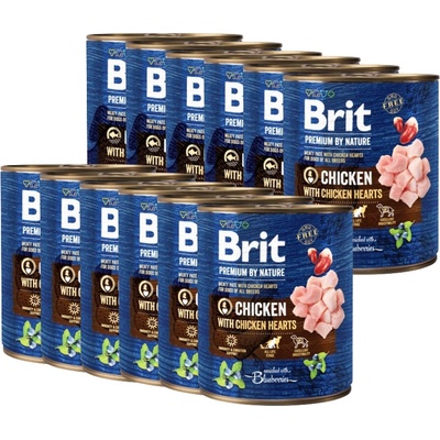 Brit Premium by Nature Kuracie mäso s kuracími srdiečkami 12 x 800 g