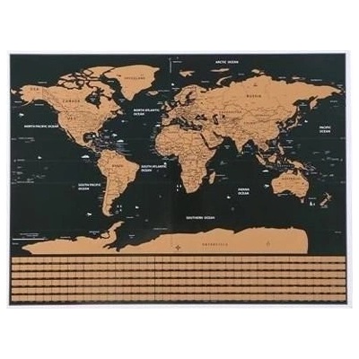 Malatec Velká stírací mapa světa s vlajkami Deluxe 82 × 59 cm černá