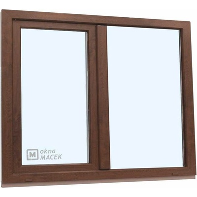 KNIPPING Plastové okno - 70 AD, 1500x1200 mm, FIX/OS, ořech Barva, imitace: ořech/bílá (jednostranně)
