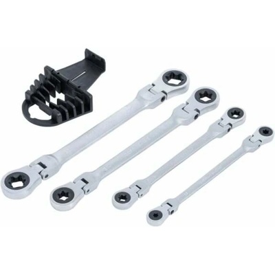 BGS 71028 Očkové ráčnové klíče E-TORX E6-E24, s kloubem, sada 4 díly