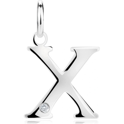 Šperky Eshop Diamantový přívěsek ze stříbra velké písmeno X kulatý briliant X21.16