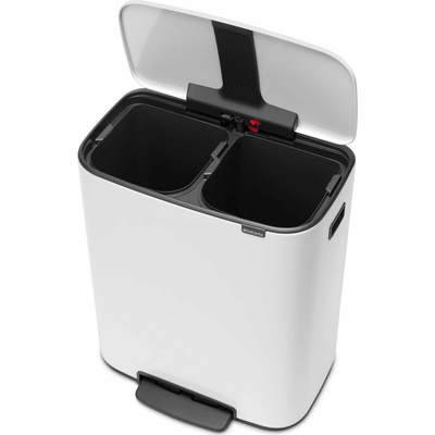 Brabantia Biely nášľapný oceľový odpadkový kôš na triedený odpad 60 l Bo