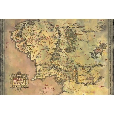 Plakát Pán prstenů Mapa Středozemě