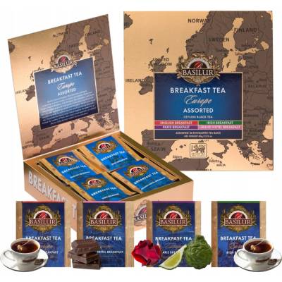 Basilur BREAKFAST TEA EUROPE sada čajov 4 PRÍCHUTE NA DARČEK 40 vrecúšok