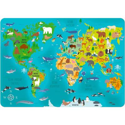 Derform Prestieranie Mapa světa zvířátka 40x29cm