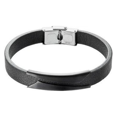 Pavona náramek pánský černá koženka s ocelovou ozdobou 43031.3 černý
