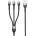DeTech Кабел за данни DeTech DE-52UCL, 3 в 1, USB - 2хType-C, Lightning, 1.0m, Черен - 40518
