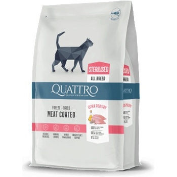 Quattro - суха храна за кастрирани котки с пиле - 7 кг