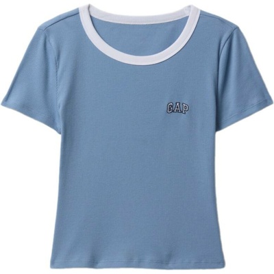GAP Dámske tričko SMALL LOGO RINGER svetlomodrá biela