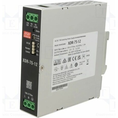 MEAN WELL XDR-75-12 Napájecí zdroj: spínaný; na lištu DIN; 75W; 12VDC; 0÷6,24A; OUT: 1