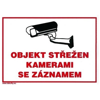 Objekt střežen kamerami se záznamem 150x210mm - samolepka