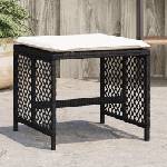 vidaXL Външни табуретки с възглавници 4 бр черни 41x41x36 см полиратан (365048)