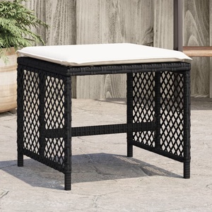 vidaXL Външни табуретки с възглавници 4 бр черни 41x41x36 см полиратан (365048)