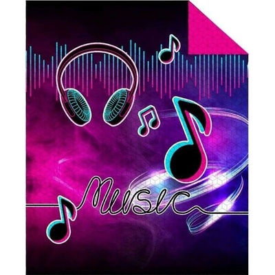 DETEXPOL Přehoz na postel Music Noty Polyester, 170/210 cm DL-551842