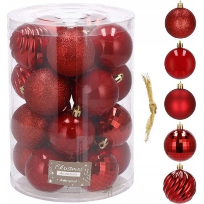 SPRINGOS Vianočné banky červené mix 6cm sada 20ks