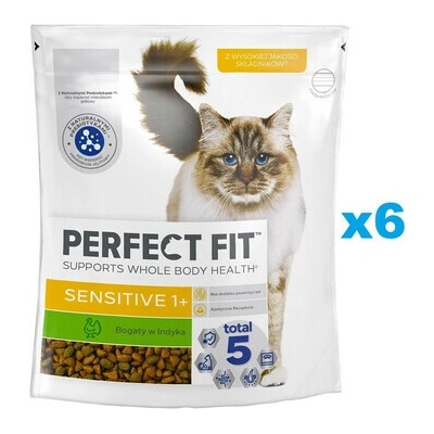 PERFECT FIT Sensitive 1+ bohaté na morčacie mäso 6 x 750 g