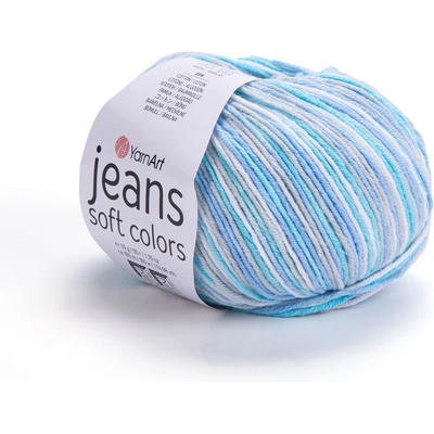 Yarn Art Jeans Soft Colors 6203 bílá, šedá, tyrkysová, modrá