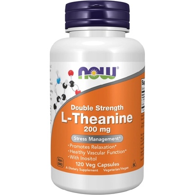 NOW NOW Double Strength L-Theanine 200 mg, 120 Veg Capsules